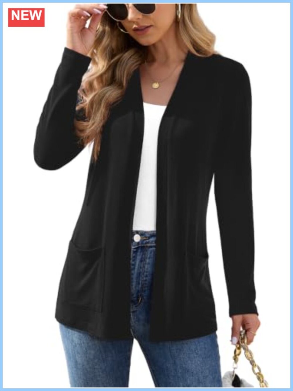 Women's Lightweight Open Front Cardigan Long Sleeve Thin Knit Sweater